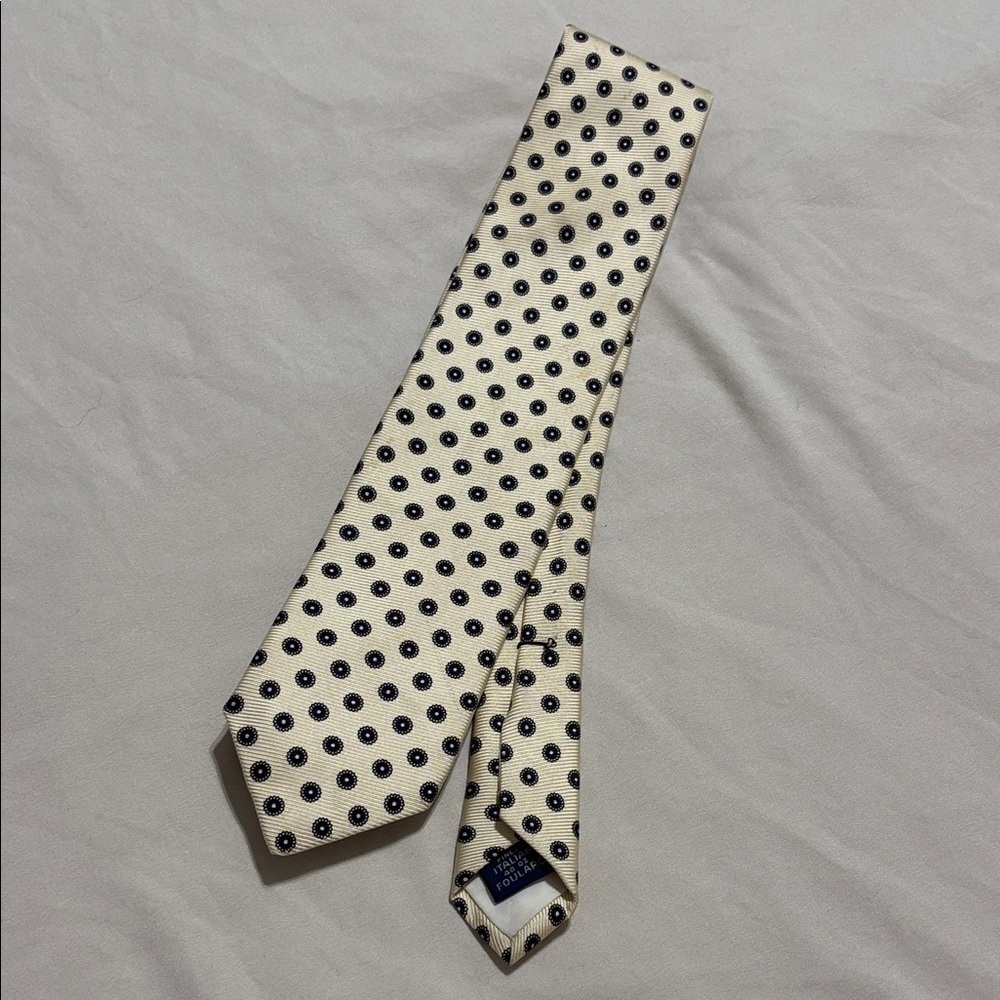 Polka Dot Silk Tie - Cream and Black
